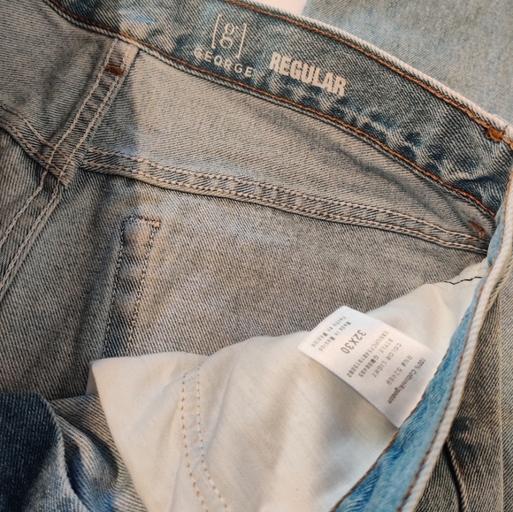 2 George Regular Denim Jeans Men 32X30 Blue Med Wash Straight Leg Pockets - Picture 5 of 13